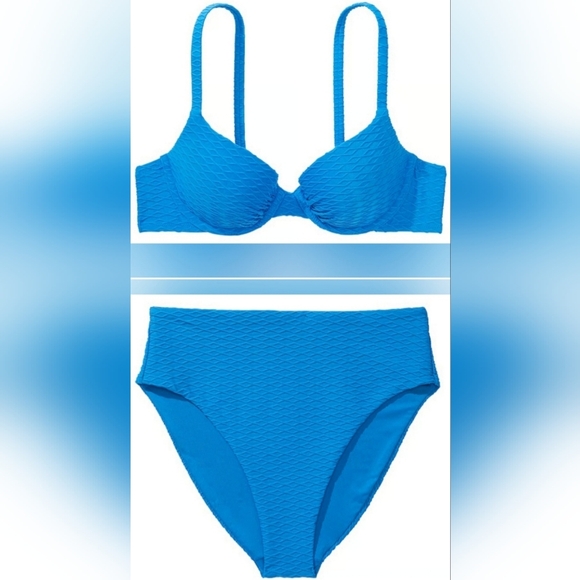 Victoria's Secret Other - 32DD/S VS Swim Icon PushUp Bikini Top High Waist Full Coverage Bikini Set Blue